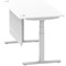 Air Modesty 1600mm Rectangular Cable Port Height Adjustable Desk, Silver Leg & Modesty Panel, White