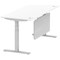 Air Modesty 1800mm Rectangular Cable Port Height Adjustable Desk, Silver Leg & Modesty Panel, White
