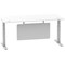 Air Modesty 1800mm Rectangular Cable Port Height Adjustable Desk, Silver Leg & Modesty Panel, White