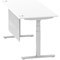 Air Modesty 1800mm Rectangular Cable Port Height Adjustable Desk, Silver Leg & Modesty Panel, White