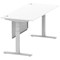 Air Modesty 1800mm Rectangular Cable Port Height Adjustable Desk, Silver Leg & Modesty Panel, White
