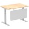 Air Modesty 1200mm Rectangular Cable Port Height Adjustable Desk, Silver Leg & Modesty Panel, Maple