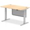 Air Modesty 1400mm Rectangular Cable Port Height Adjustable Desk, Silver Leg & Modesty Panel, Maple