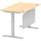 Air Modesty 1400mm Rectangular Cable Port Height Adjustable Desk, Silver Leg & Modesty Panel, Maple