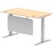 Air Modesty 1400mm Rectangular Cable Port Height Adjustable Desk, Silver Leg & Modesty Panel, Maple