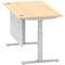 Air Modesty 1400mm Rectangular Cable Port Height Adjustable Desk, Silver Leg & Modesty Panel, Maple