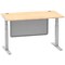 Air Modesty 1400mm Rectangular Cable Port Height Adjustable Desk, Silver Leg & Modesty Panel, Maple