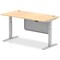 Air Modesty 1600mm Rectangular Cable Port Height Adjustable Desk, Silver Leg & Modesty Panel, Maple