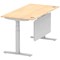 Air Modesty 1600mm Rectangular Cable Port Height Adjustable Desk, Silver Leg & Modesty Panel, Maple
