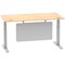 Air Modesty 1600mm Rectangular Cable Port Height Adjustable Desk, Silver Leg & Modesty Panel, Maple