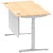 Air Modesty 1600mm Rectangular Cable Port Height Adjustable Desk, Silver Leg & Modesty Panel, Maple