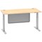 Air Modesty 1600mm Rectangular Cable Port Height Adjustable Desk, Silver Leg & Modesty Panel, Maple