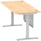 Air Modesty 1800mm Rectangular Cable Port Height Adjustable Desk, Silver Leg & Modesty Panel, Maple