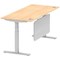 Air Modesty 1800mm Rectangular Cable Port Height Adjustable Desk, Silver Leg & Modesty Panel, Maple
