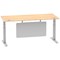 Air Modesty 1800mm Rectangular Cable Port Height Adjustable Desk, Silver Leg & Modesty Panel, Maple