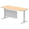 Air Modesty 1800mm Rectangular Cable Port Height Adjustable Desk, Silver Leg & Modesty Panel, Maple