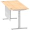 Air Modesty 1800mm Rectangular Cable Port Height Adjustable Desk, Silver Leg & Modesty Panel, Maple