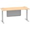 Air Modesty 1800mm Rectangular Cable Port Height Adjustable Desk, Silver Leg & Modesty Panel, Maple