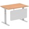 Air Modesty 1200mm Rectangular Cable Port Height Adjustable Desk, Silver Leg & Modesty Panel, Oak