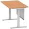 Air Modesty 1400mm Rectangular Cable Port Height Adjustable Desk, Silver Leg & Modesty Panel, Oak