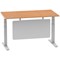 Air Modesty 1400mm Rectangular Cable Port Height Adjustable Desk, Silver Leg & Modesty Panel, Oak