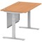 Air Modesty 1400mm Rectangular Cable Port Height Adjustable Desk, Silver Leg & Modesty Panel, Oak