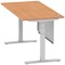 Air Modesty 1600mm Rectangular Cable Port Height Adjustable Desk, Silver Leg & Modesty Panel, Oak