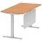 Air Modesty 1600mm Rectangular Cable Port Height Adjustable Desk, Silver Leg & Modesty Panel, Oak