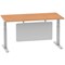 Air Modesty 1600mm Rectangular Cable Port Height Adjustable Desk, Silver Leg & Modesty Panel, Oak