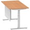 Air Modesty 1600mm Rectangular Cable Port Height Adjustable Desk, Silver Leg & Modesty Panel, Oak