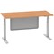 Air Modesty 1600mm Rectangular Cable Port Height Adjustable Desk, Silver Leg & Modesty Panel, Oak