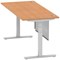 Air Modesty 1800mm Rectangular Cable Port Height Adjustable Desk, Silver Leg & Modesty Panel, Oak