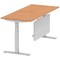 Air Modesty 1800mm Rectangular Cable Port Height Adjustable Desk, Silver Leg & Modesty Panel, Oak