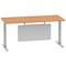 Air Modesty 1800mm Rectangular Cable Port Height Adjustable Desk, Silver Leg & Modesty Panel, Oak