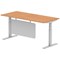 Air Modesty 1800mm Rectangular Cable Port Height Adjustable Desk, Silver Leg & Modesty Panel, Oak