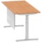Air Modesty 1800mm Rectangular Cable Port Height Adjustable Desk, Silver Leg & Modesty Panel, Oak