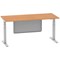 Air Modesty 1800mm Rectangular Cable Port Height Adjustable Desk, Silver Leg & Modesty Panel, Oak