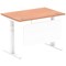 Air Modesty 1200mm Rectangular Cable Port Height Adjustable Desk, White Leg & Modesty Panel, Beech