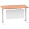 Air Modesty 1400mm Rectangular Cable Port Height Adjustable Desk, White Leg & Modesty Panel, Beech