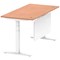 Air Modesty 1600mm Rectangular Cable Port Height Adjustable Desk, White Leg & Modesty Panel, Beech
