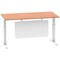 Air Modesty 1600mm Rectangular Cable Port Height Adjustable Desk, White Leg & Modesty Panel, Beech