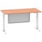 Air Modesty 1600mm Rectangular Cable Port Height Adjustable Desk, White Leg & Modesty Panel, Beech