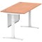Air Modesty 1600mm Rectangular Cable Port Height Adjustable Desk, White Leg & Modesty Panel, Beech
