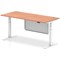 Air Modesty 1800mm Rectangular Cable Port Height Adjustable Desk, White Leg & Modesty Panel, Beech