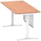 Air Modesty 1800mm Rectangular Cable Port Height Adjustable Desk, White Leg & Modesty Panel, Beech