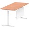 Air Modesty 1800mm Rectangular Cable Port Height Adjustable Desk, White Leg & Modesty Panel, Beech