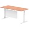 Air Modesty 1800mm Rectangular Cable Port Height Adjustable Desk, White Leg & Modesty Panel, Beech
