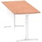 Air Modesty 1800mm Rectangular Cable Port Height Adjustable Desk, White Leg & Modesty Panel, Beech