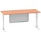 Air Modesty 1800mm Rectangular Cable Port Height Adjustable Desk, White Leg & Modesty Panel, Beech