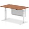 Air Modesty 1400mm Rectangular Cable Port Height Adjustable Desk, White Leg & Modesty Panel, Walnut